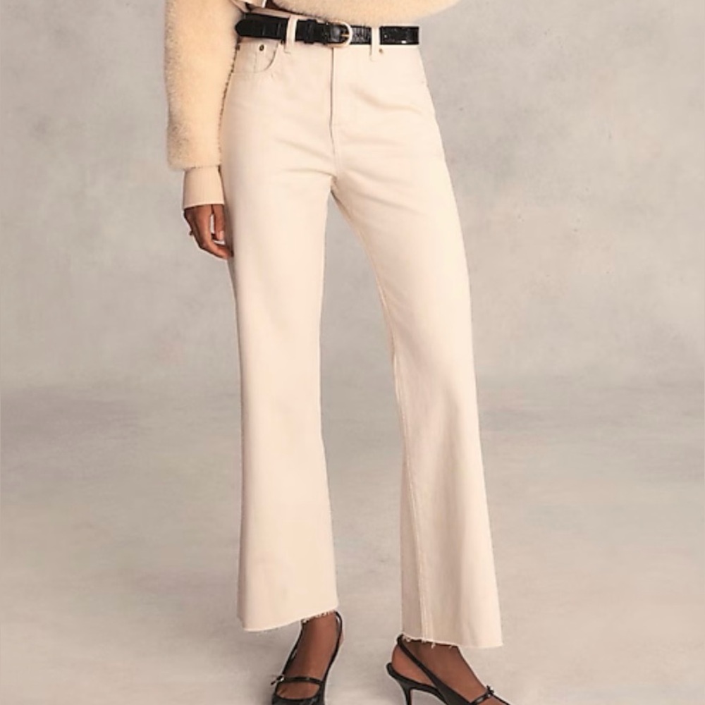 J. Crew Mid-rise relaxed kickout jean Size 34 Ecru Wash NWT 100% Cotton